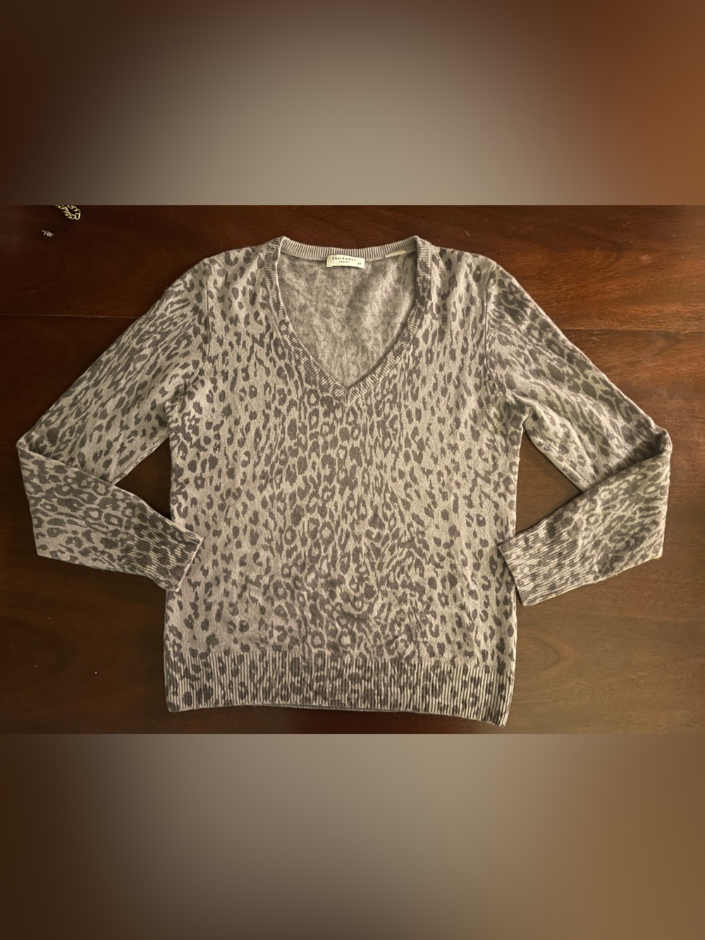 Equipment Grey Leopard V-Neck Sweater